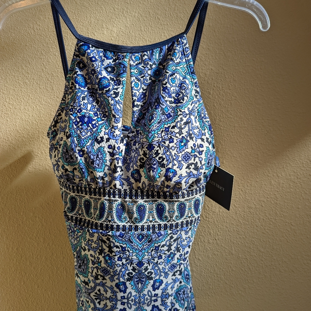 NWT Ellen Tracy Halter Tankini top sz10